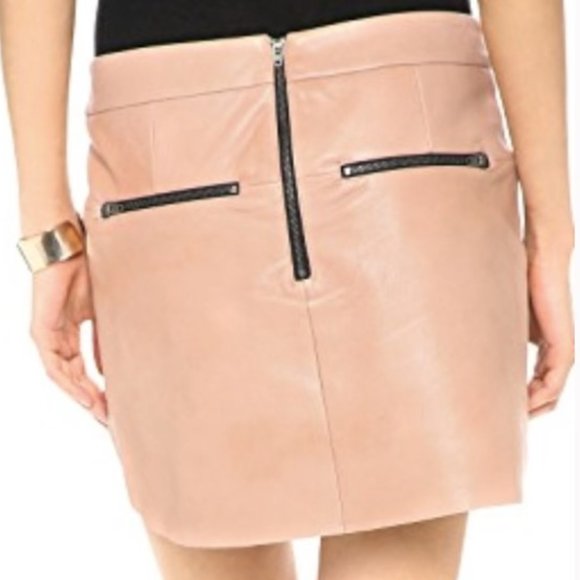 MICHELLE MASON   Baseball Hem Leather Mini Skirt - Size 0 - Picture 3 of 3